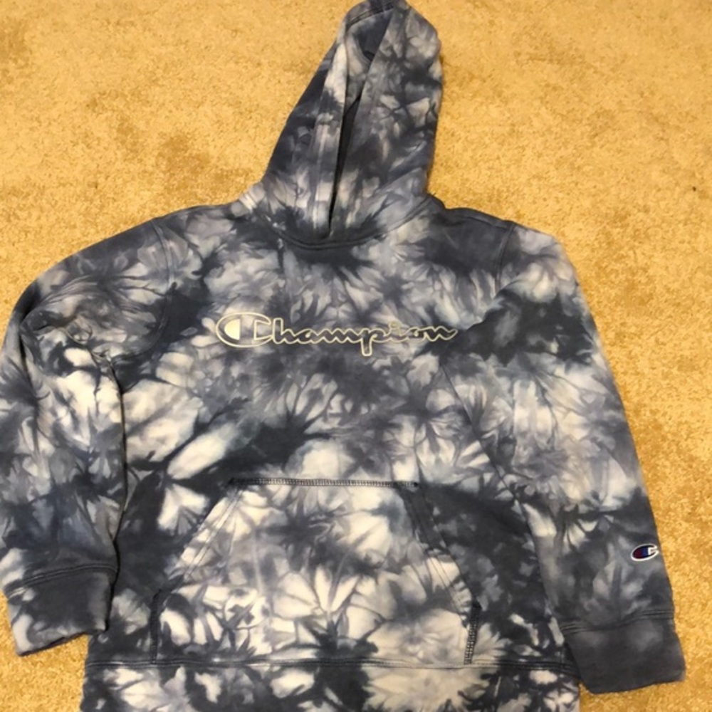 Champion kids Tie Dye hooded sweatshirt size medium blue- FINAL PRICE